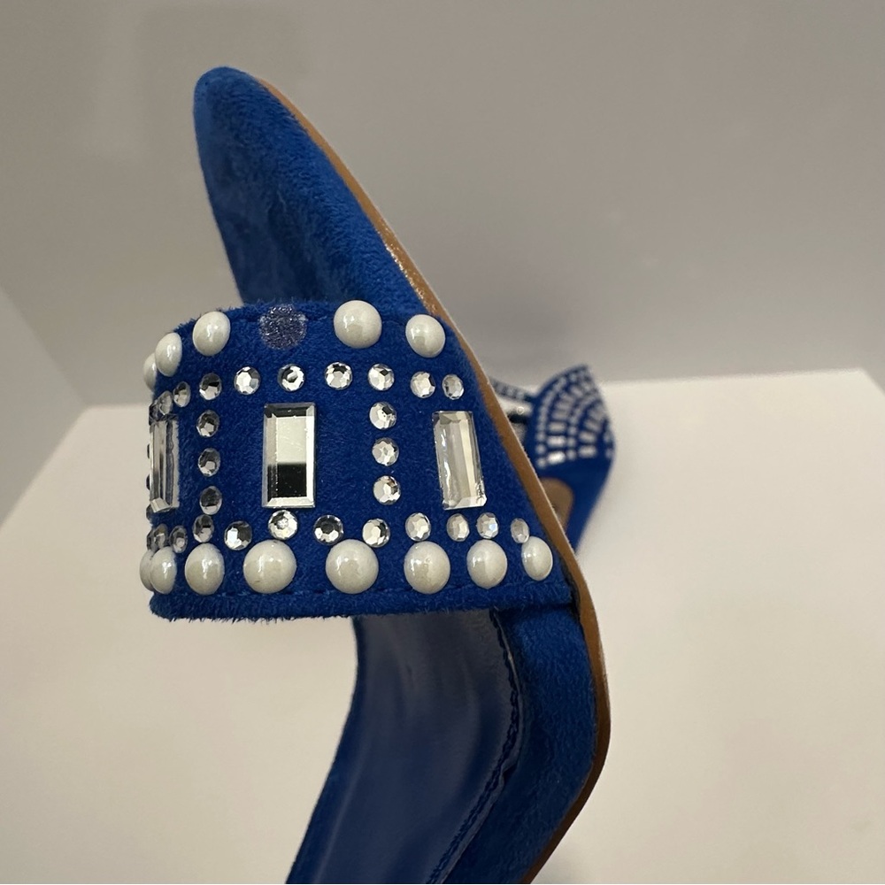 Blue Stiletto Heels with Rhinestone Embellishment - Picture 9 of 10